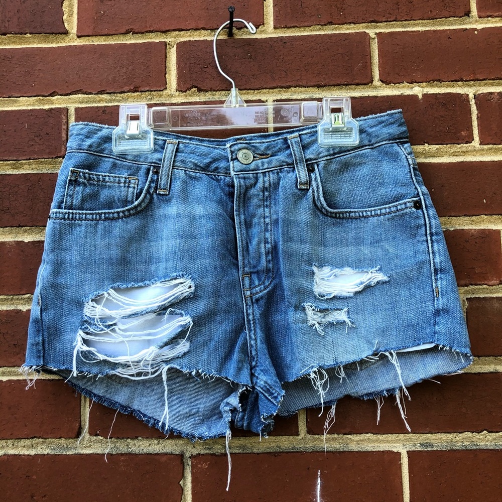 Topshop Distressed Denim Shorts